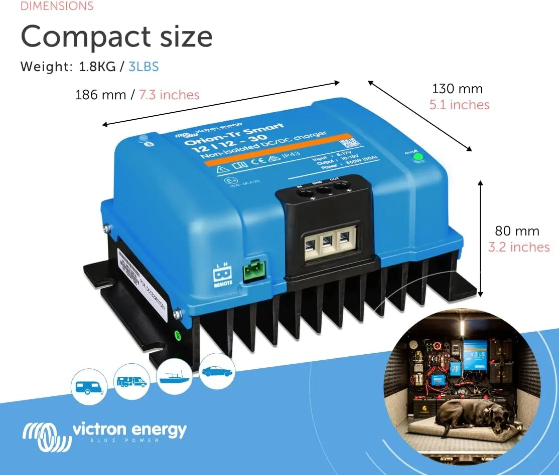 Victron Energy Orion-Tr Smart DC to DC Charger (Bluetooth) - 12/12-Volt 30 amp 360-Watt - NON-ISOLATED