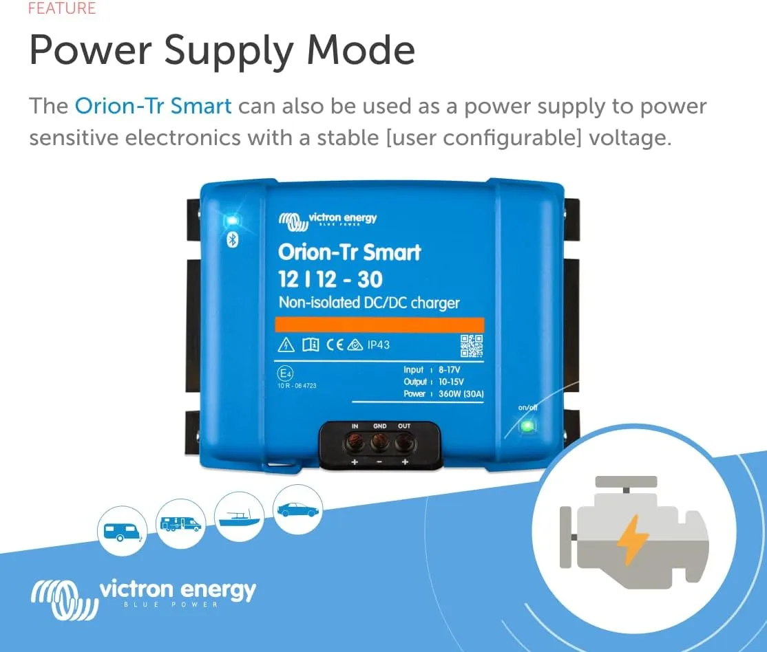 Victron Energy Orion-Tr Smart DC to DC Charger (Bluetooth) - 12/12-Volt 30 amp 360-Watt - NON-ISOLATED