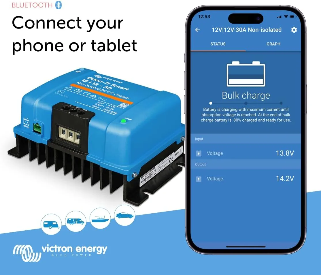 Victron Energy Orion-Tr Smart DC to DC Charger (Bluetooth) - 12/12-Volt 30 amp 360-Watt - NON-ISOLATED
