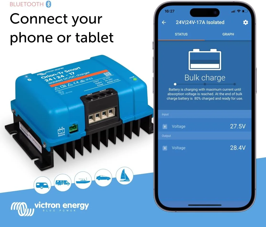 Victron Energy Orion-Tr Smart DC to DC Charger (Bluetooth) - 24/24-Volt 17 amp 400-Watt