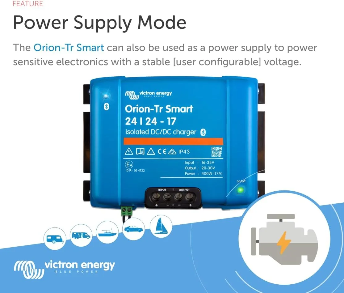 Victron Energy Orion-Tr Smart DC to DC Charger (Bluetooth) - 24/24-Volt 17 amp 400-Watt