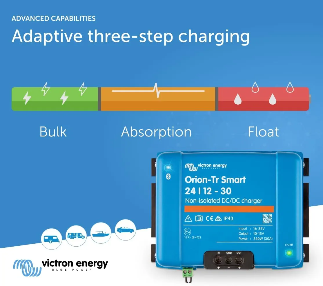 Victron Energy Orion-Tr Smart DC to DC Charger (Bluetooth) - 24/12-Volt 30 amp 360-Watt - NON-ISOLATED