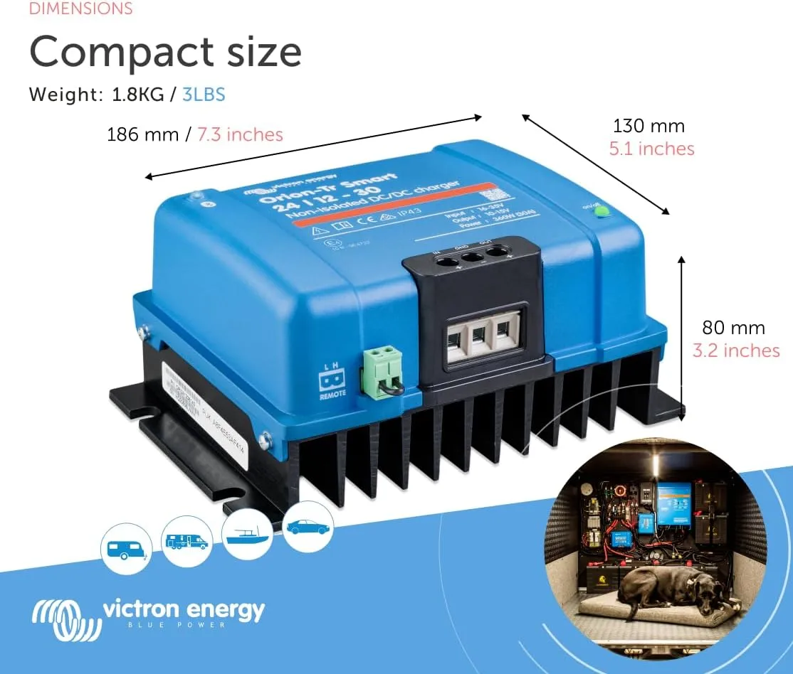 Victron Energy Orion-Tr Smart DC to DC Charger (Bluetooth) - 24/12-Volt 30 amp 360-Watt - NON-ISOLATED