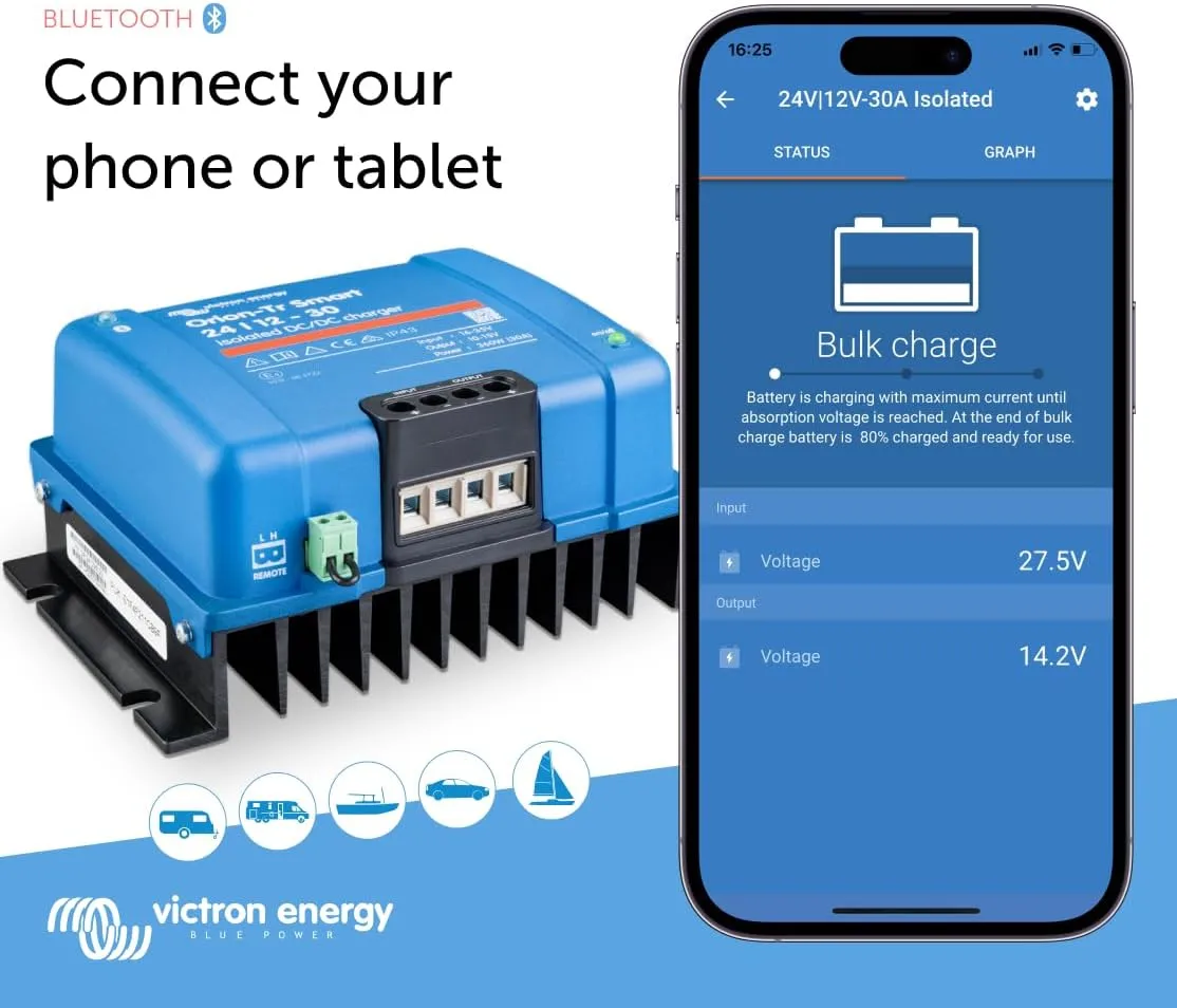 Victron Energy Orion-Tr Smart DC to DC Charger (Bluetooth) - 24/12-Volt 30 amp 360-Watt