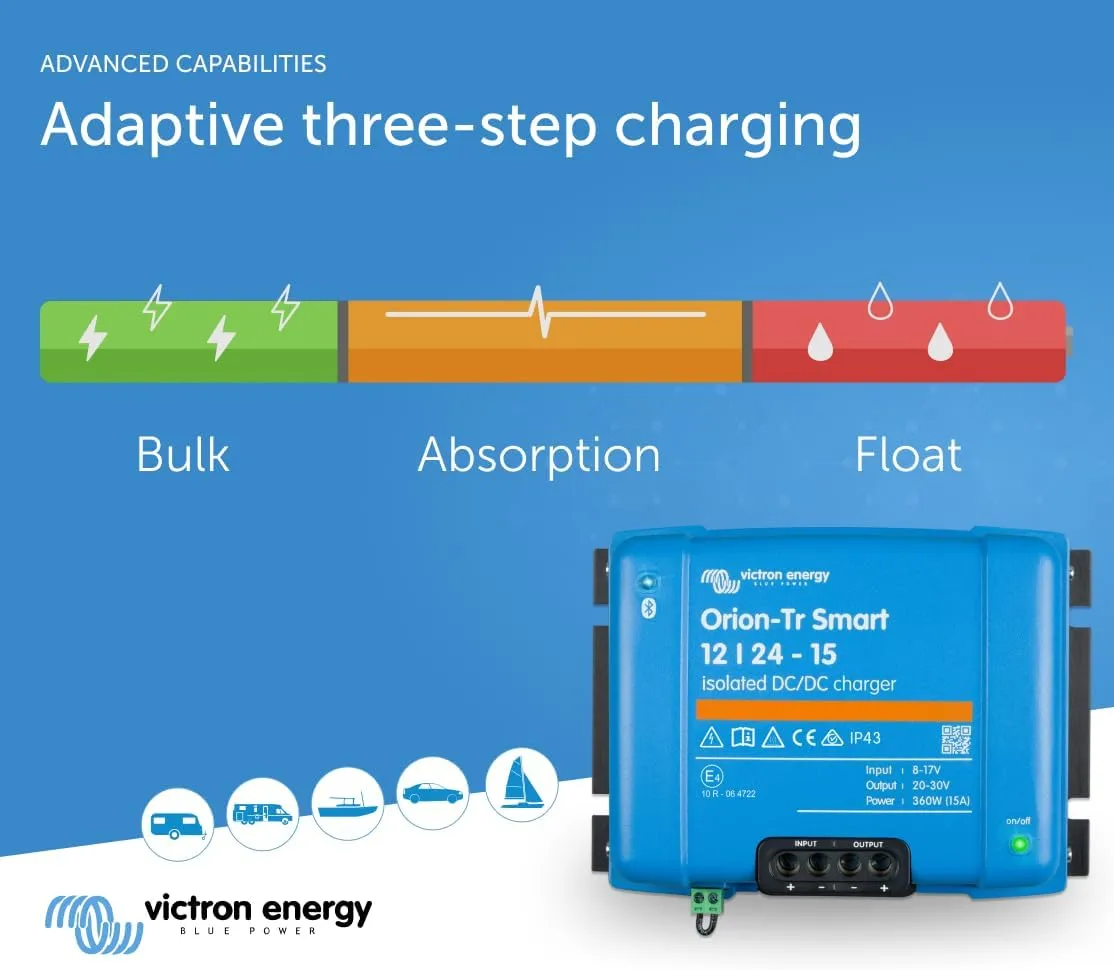 Victron Energy Orion-Tr Smart DC to DC Charger (Bluetooth) - 12/24-Volt 15 amp 360-Watt