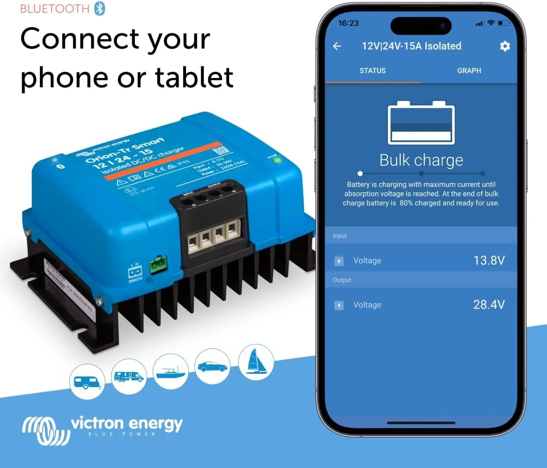 Victron Energy Orion-Tr Smart DC to DC Charger (Bluetooth) - 12/24-Volt 15 amp 360-Watt