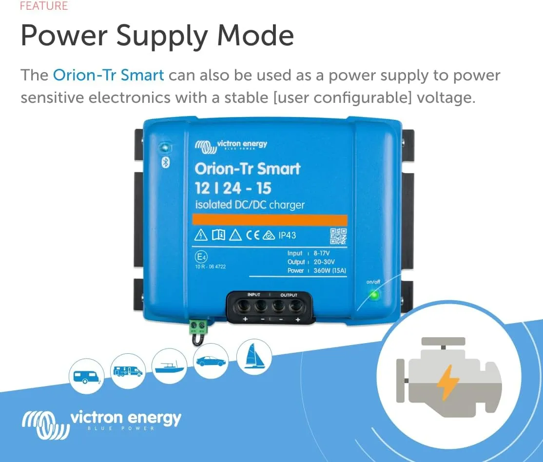 Victron Energy Orion-Tr Smart DC to DC Charger (Bluetooth) - 12/24-Volt 15 amp 360-Watt