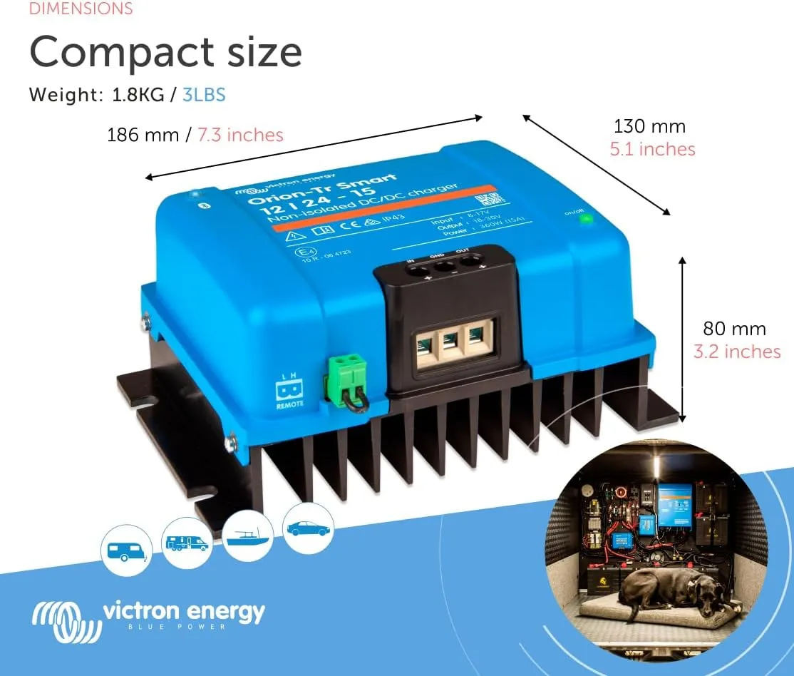 Victron Energy Orion-Tr Smart DC to DC Charger (Bluetooth) - 12/24-Volt 15 amp 360-Watt - NON-ISOLATED