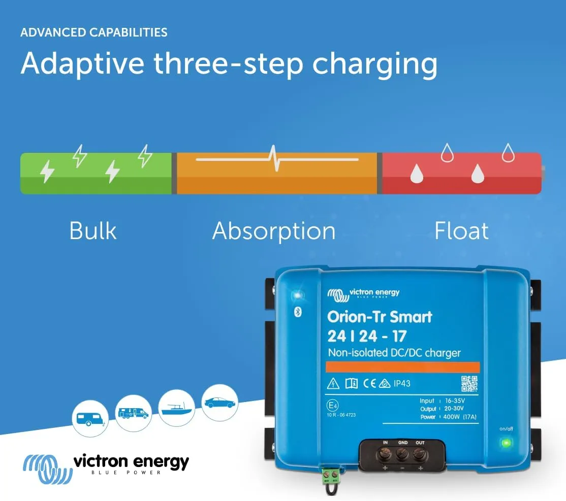 Victron Energy Orion-Tr Smart DC to DC Charger (Bluetooth) - 24/24-Volt 17 amp 400-Watt - NON-ISOLATED
