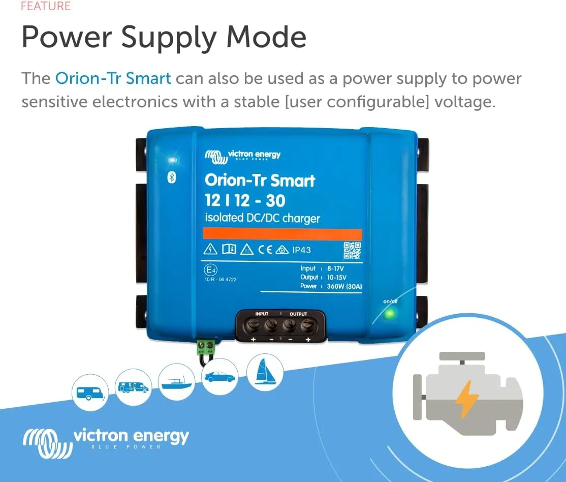 Victron Energy Orion-Tr Smart DC to DC Charger (Bluetooth) - 12/12-Volt 30 amp 360-Watt