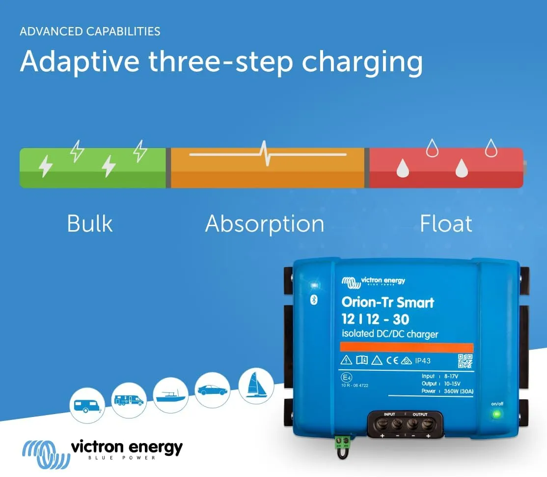 Victron Energy Orion-Tr Smart DC to DC Charger (Bluetooth) - 12/12-Volt 30 amp 360-Watt