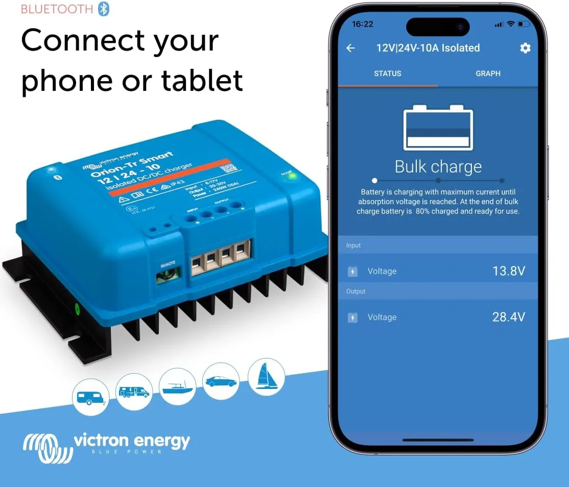Victron Energy Orion-Tr Smart DC to DC Charger (Bluetooth) - 12/24-Volt 10 amp 240-Watt