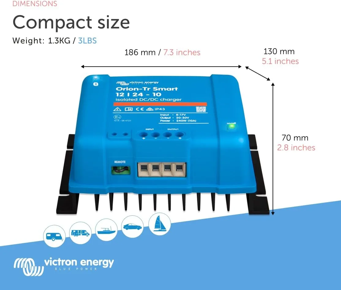 Victron Energy Orion-Tr Smart DC to DC Charger (Bluetooth) - 12/24-Volt 10 amp 240-Watt