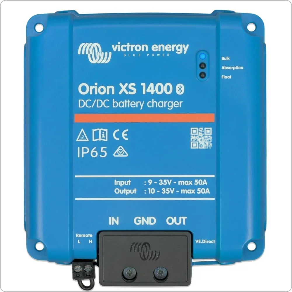 Victron Energy Orion XS 1400, 12/24-Volt 50 Amp DC-DC Battery Charger – 1400W Output, 98.5% Efficiency, Bluetooth Monitoring