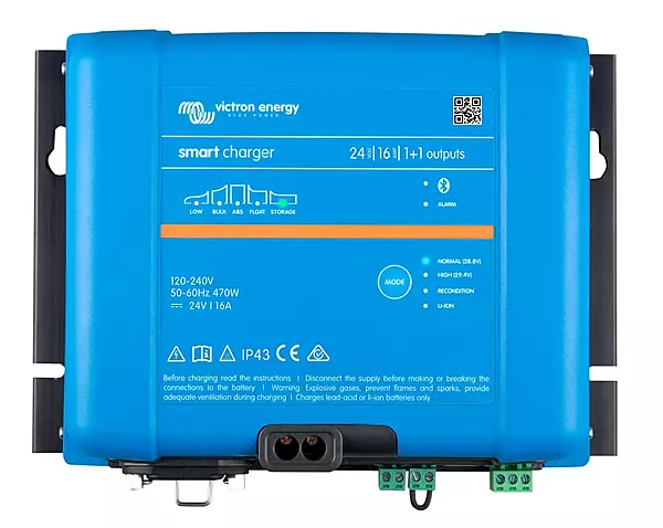 Victron Energy Smart IP43 24-Volt 16 AMP 120-240VAC, (1+1) Output Battery Charger with Bluetooth
