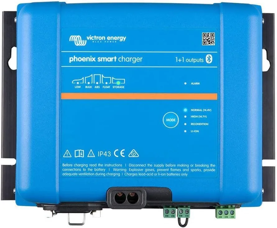 Victron Energy Smart IP43 24-Volt 16 AMP 120-240VAC, (1+1) Output Battery Charger with Bluetooth