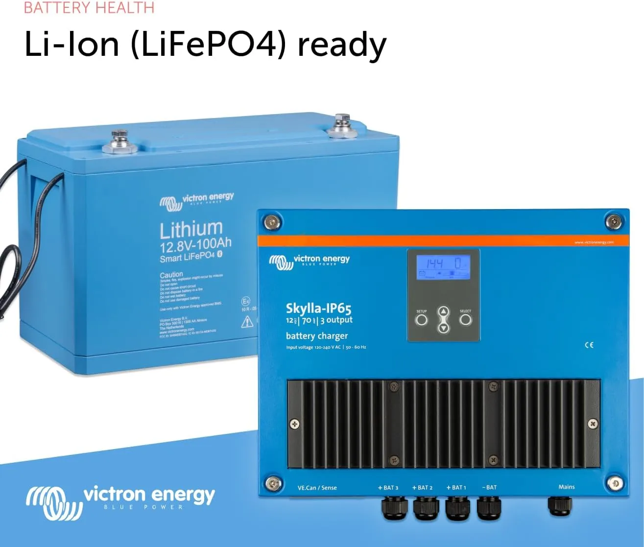 Victron Energy Skylla-IP65 12-Volt 70 amp 120-240VAC Battery Charger, 3 Isolated Outputs