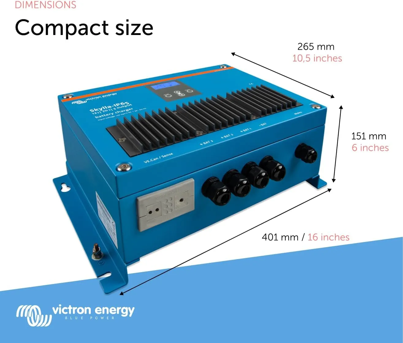 Victron Energy Skylla-IP65 12-Volt 70 amp 120-240VAC Battery Charger, 3 Isolated Outputs