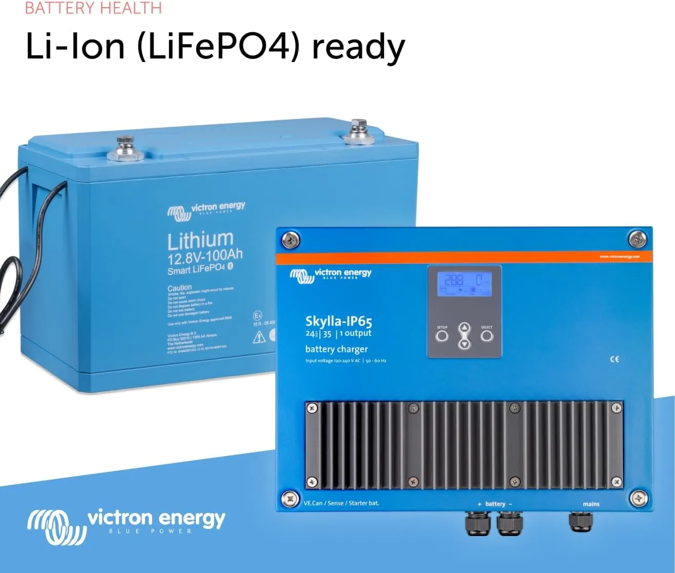 Victron Energy Skylla-IP65 24-Volt 35 amp 120-240VAC Battery Charger, 1+1 Isolated Outputs