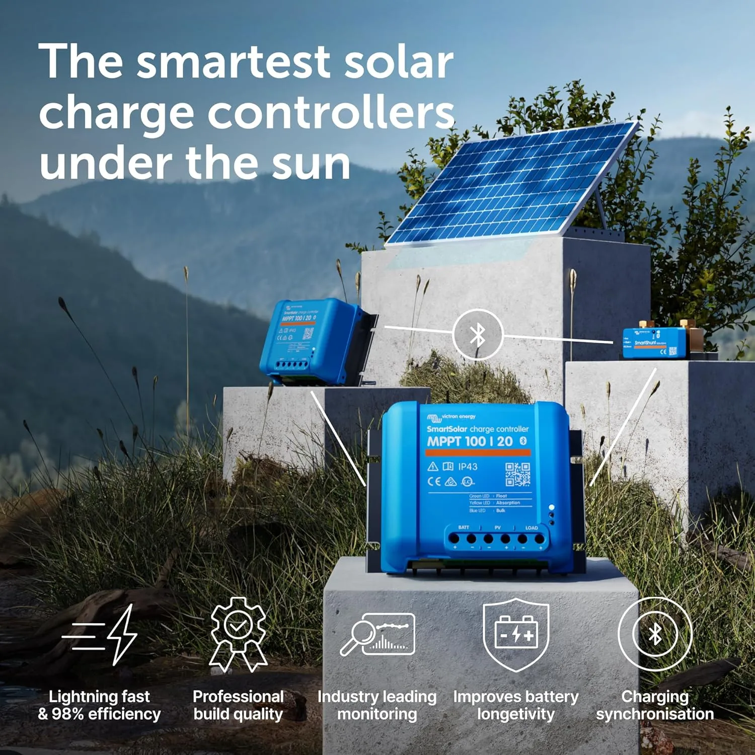 Victron Energy SmartSolar MPPT Solar Charge Controller (Bluetooth) - Charge Controllers for Solar Panels - 100V, 20 amp