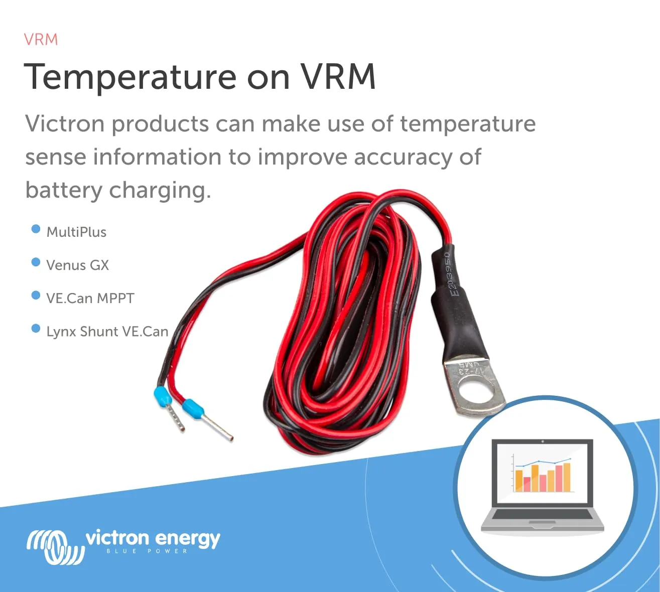 Victron Energy Temperature Sensor for Victron Energy Quattro, MultiPlus and GX Device for Quattro, MultiPlus and GX Device