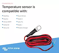 Victron Energy Temperature Sensor for Victron Energy Quattro, MultiPlus and GX Device for Quattro, MultiPlus and GX Device