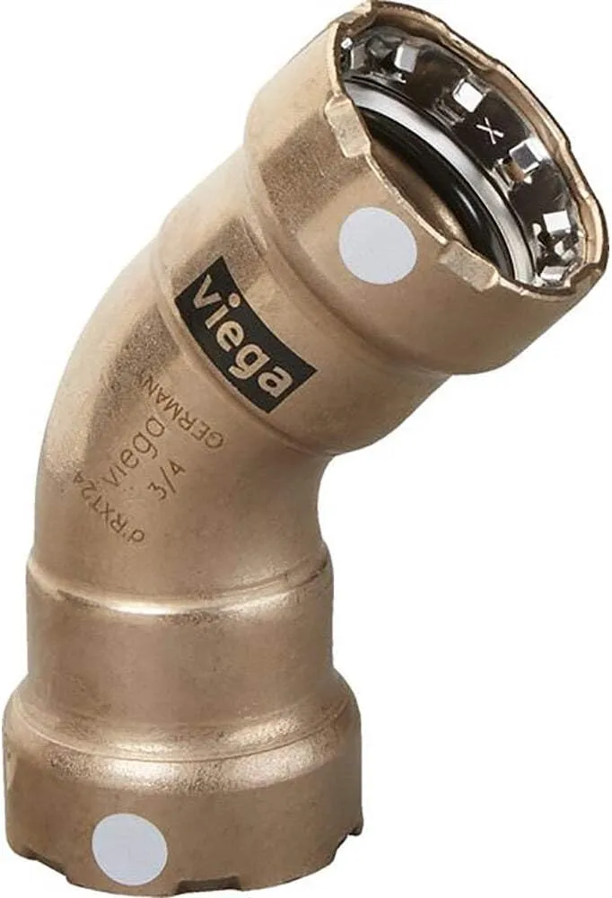 Viega MegaPress 3/4" 45° Copper Nickel Elbow - Double Press Connection - Smart Connect Technology