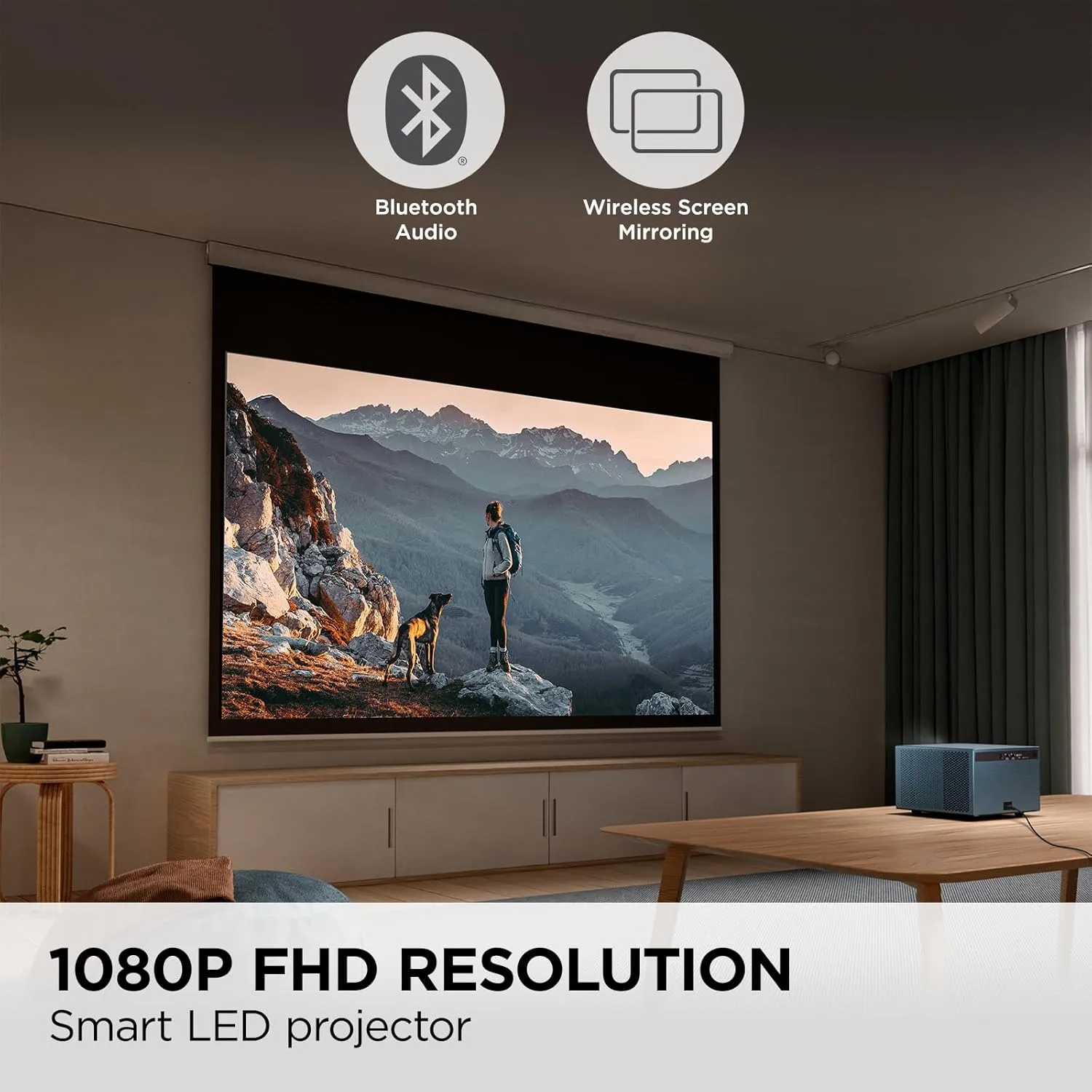 ViewSonic LX60HD 1080p LED Portable Projector with Built-in Google TV, H/V Keystone, Auto Focus, Bluetooth