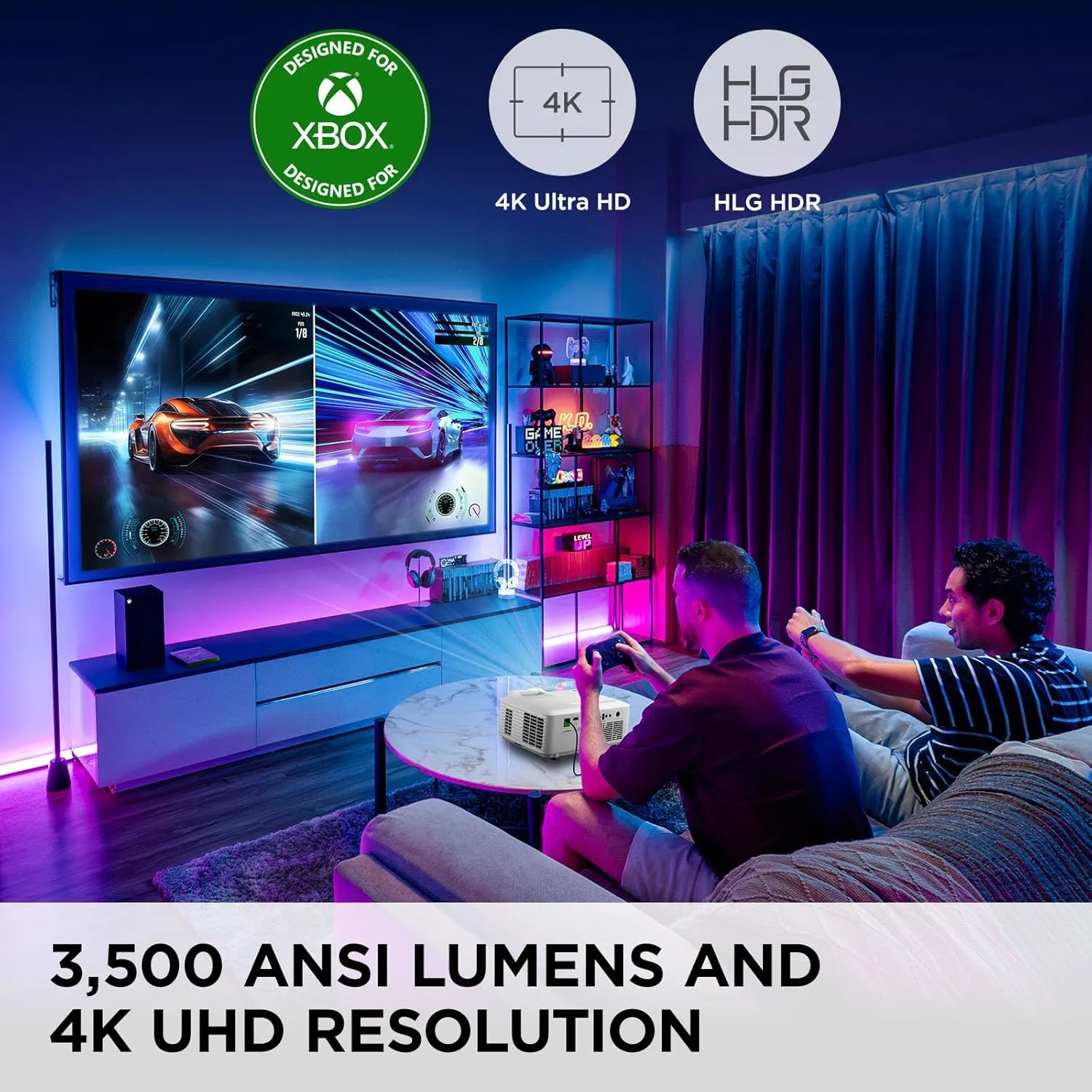 ViewSonic LX700-4K UHD 3500 Lumens Laser Projector Designed for Xbox with 4.2ms Response Time, 240Hz Refresh Rate