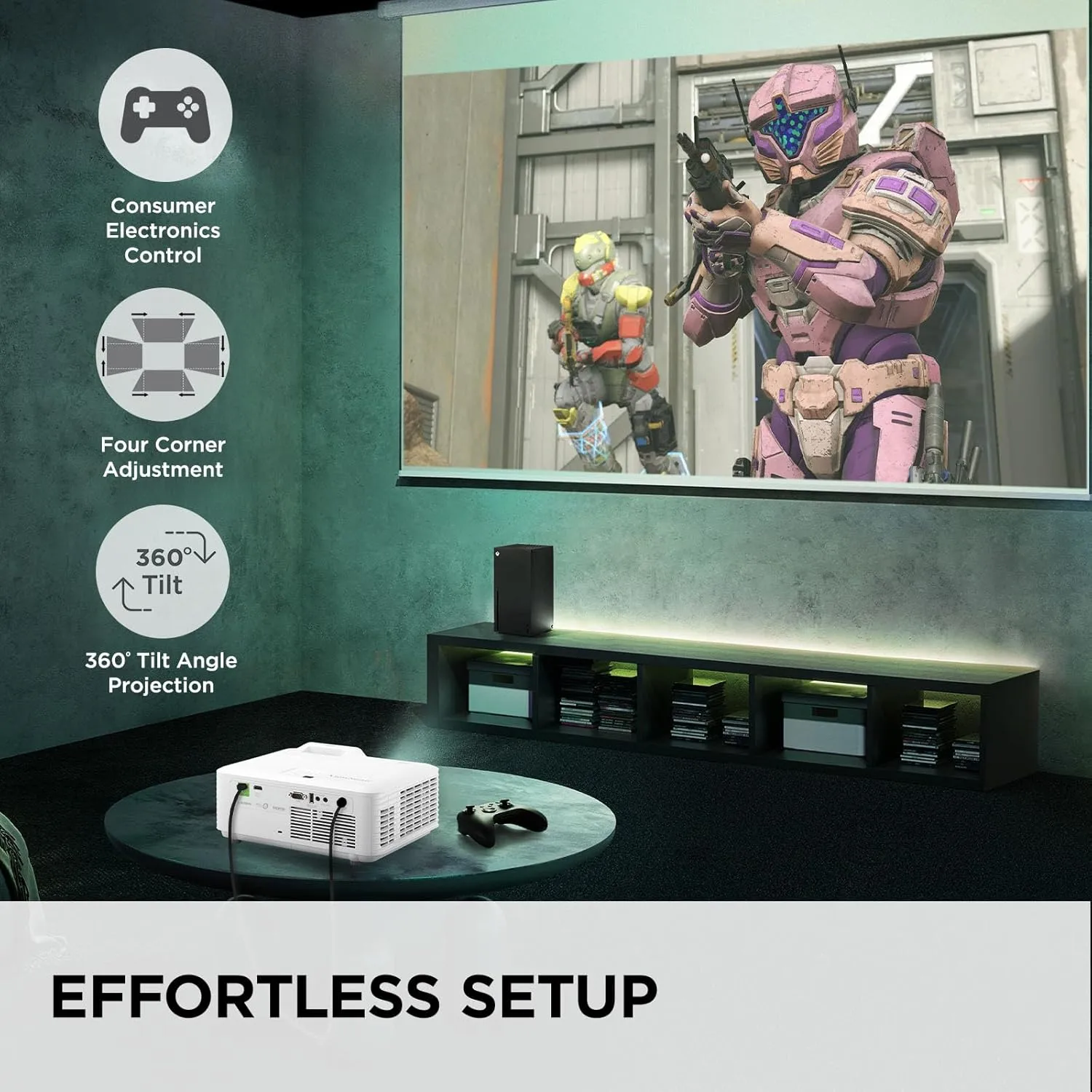 ViewSonic LX700-4K UHD 3500 Lumens Laser Projector Designed for Xbox with 4.2ms Response Time, 240Hz Refresh Rate