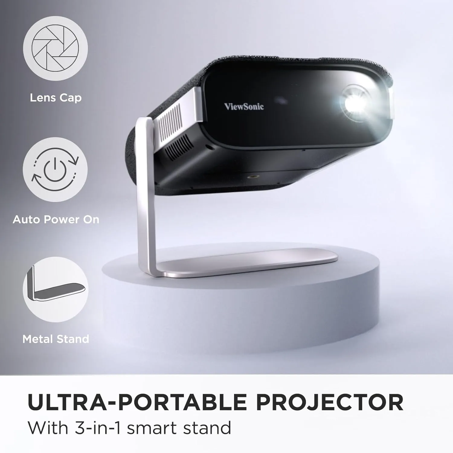 ViewSonic M1X Portable LED Projector with Smart Stand, Harman Kardon Speakers, Built-In Battery, H/V Keystone