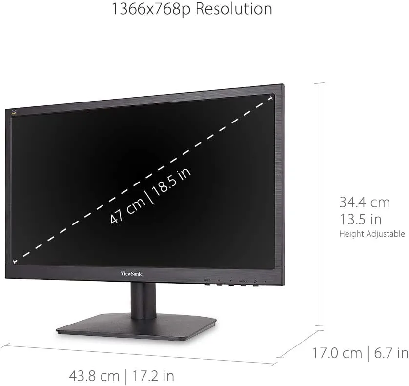 ViewSonic VA1903H 19-Inch WXGA 1366x768p 16:9 Widescreen Monitor with Enhanced View Comfort