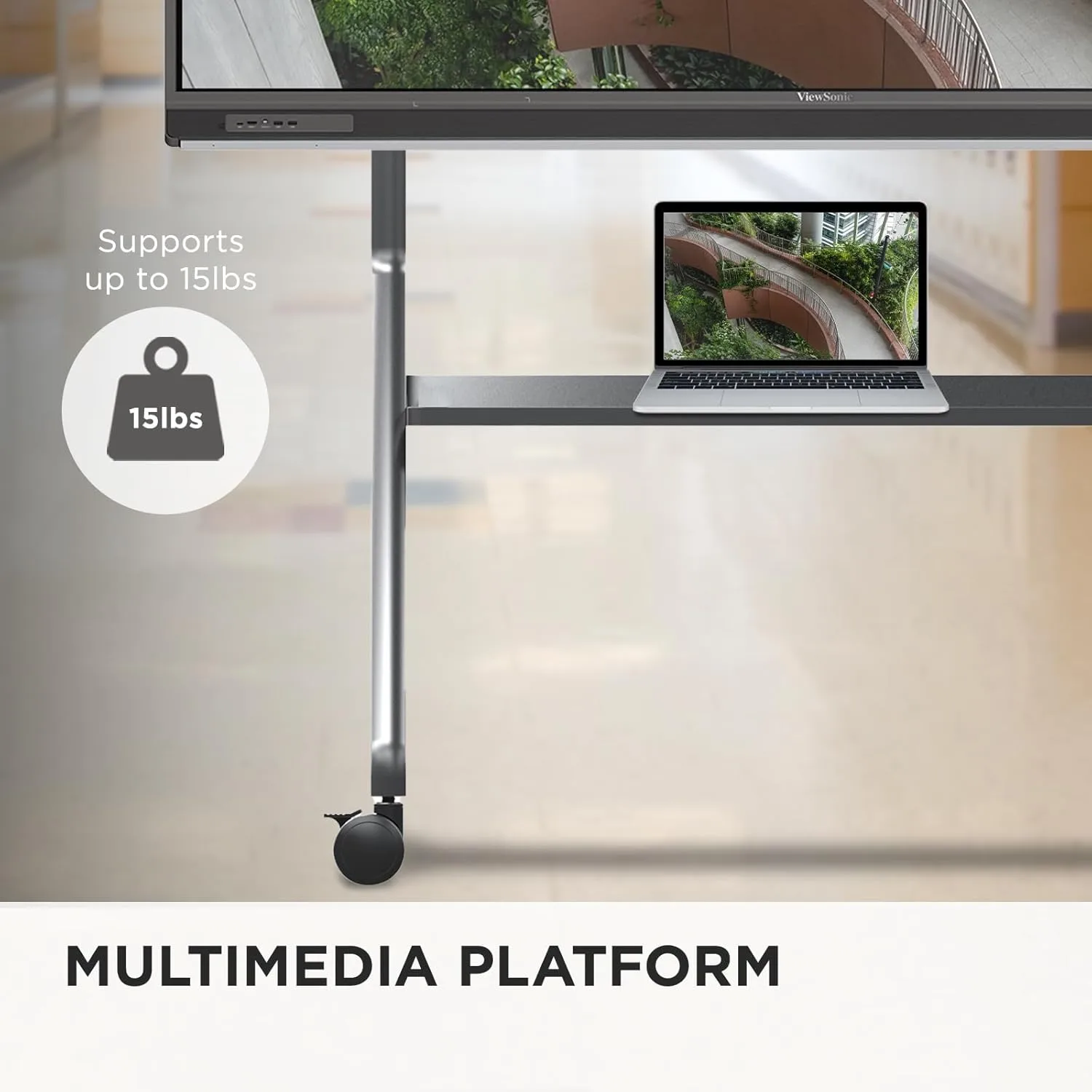 ViewSonic VB-STND-009 Slim Mobile TV Cart for 55 to 86 inch Screens up to 265 lbs