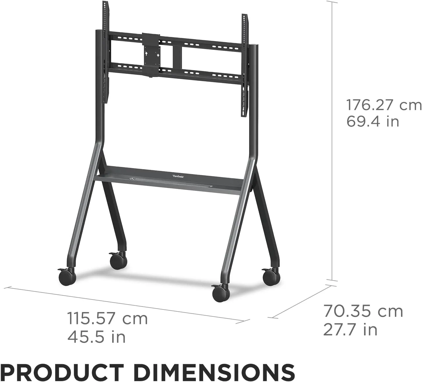 ViewSonic VB-STND-009 Slim Mobile TV Cart for 55 to 86 inch Screens up to 265 lbs