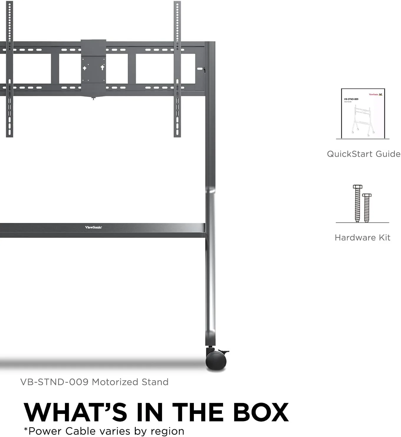 ViewSonic VB-STND-009 Slim Mobile TV Cart for 55 to 86 inch Screens up to 265 lbs