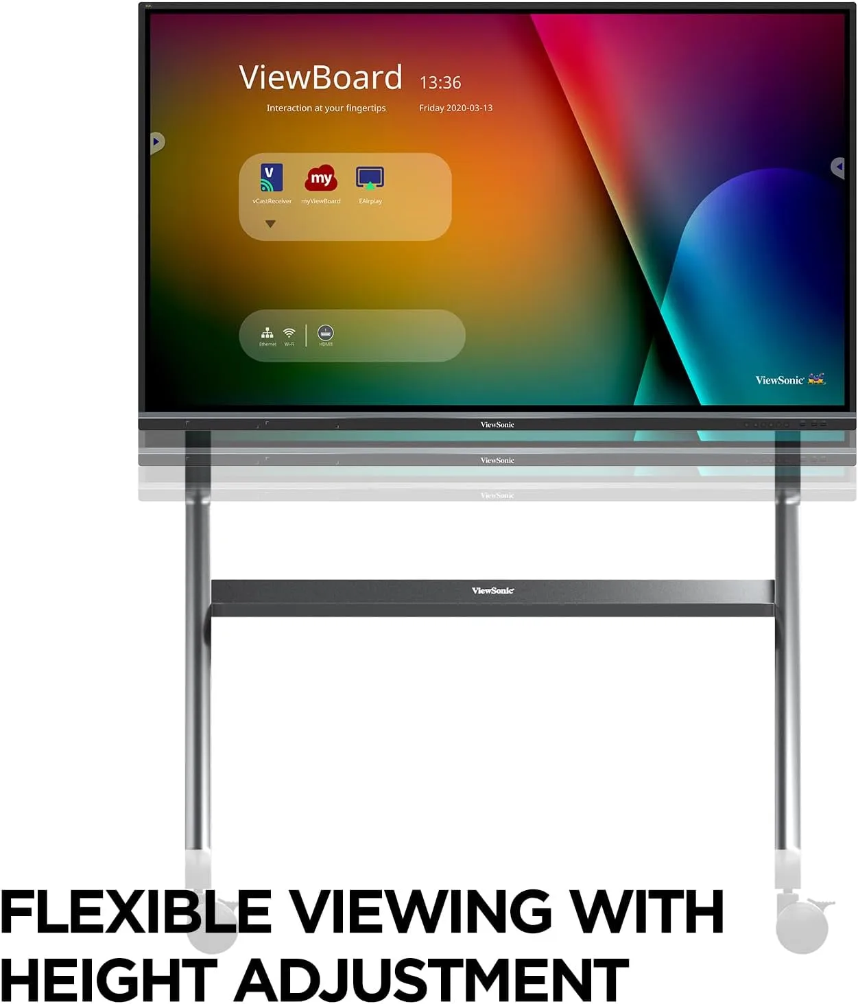 ViewSonic VB-STND-009 Slim Mobile TV Cart for 55 to 86 inch Screens up to 265 lbs