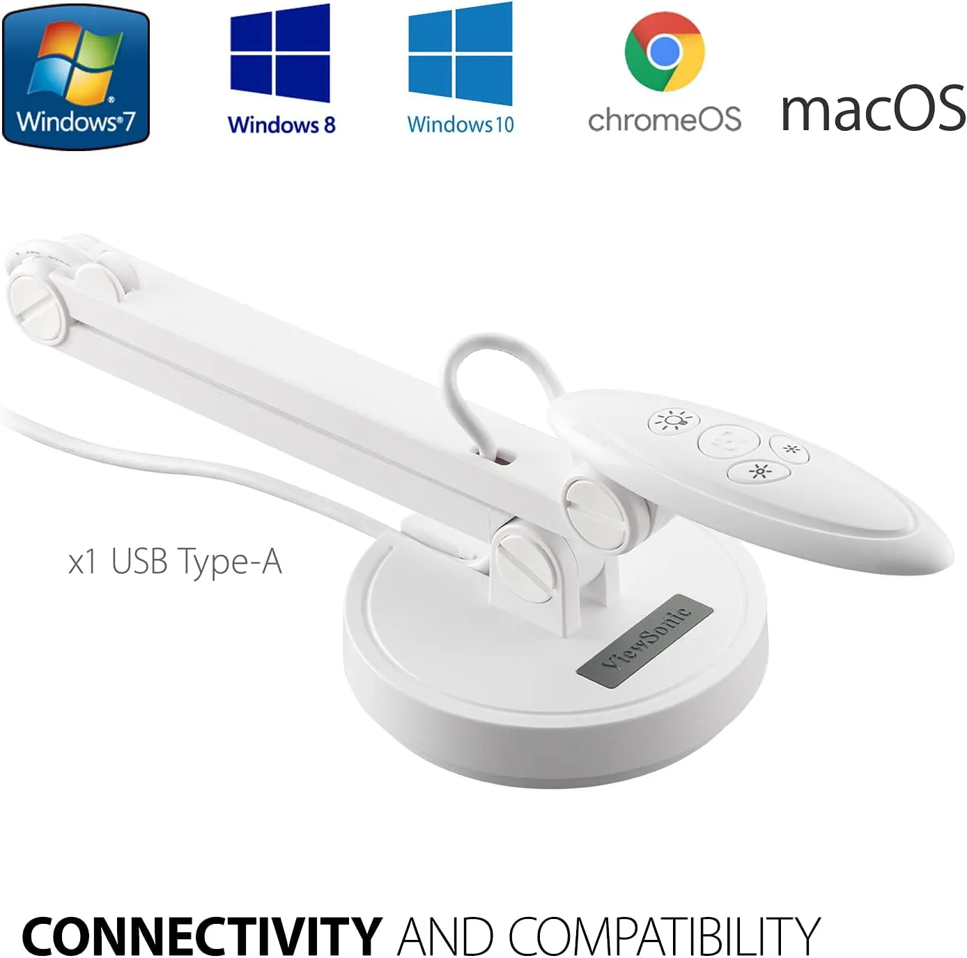 ViewSonic VB-VIS-002 8MP USB Document Camera with Adjustable Arm, Auto Focus, Digital Zoom with Windows, MacOS