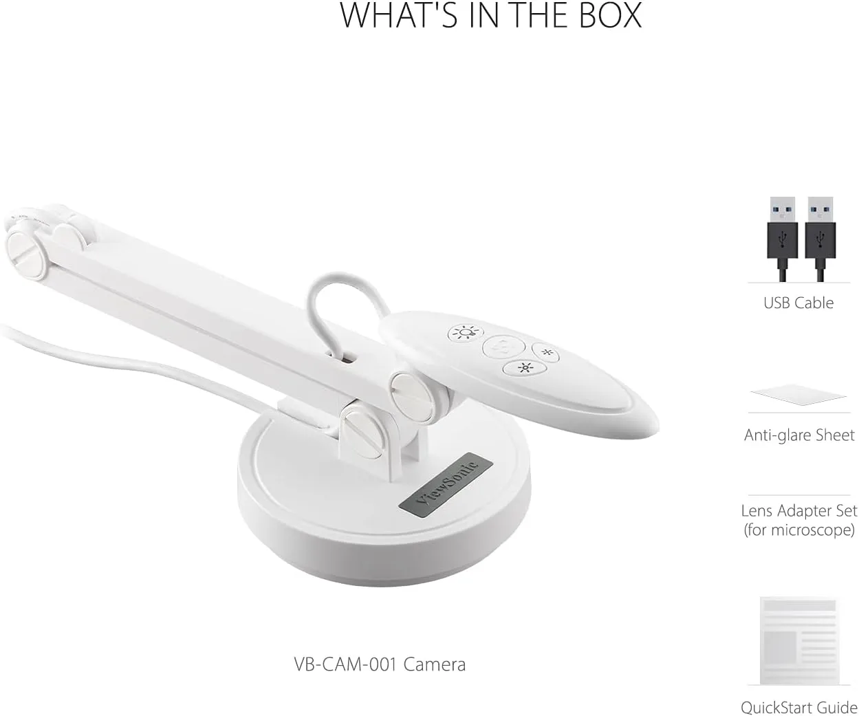 ViewSonic VB-VIS-002 8MP USB Document Camera with Adjustable Arm, Auto Focus, Digital Zoom with Windows, MacOS