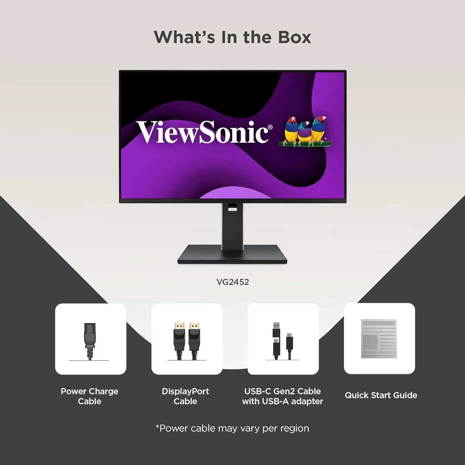 VIEWSONIC VG Ergonomic IPS Monitor with 65W USB-C, 100Hz, 5-Port USB Hub, HDMI & DisplayPort