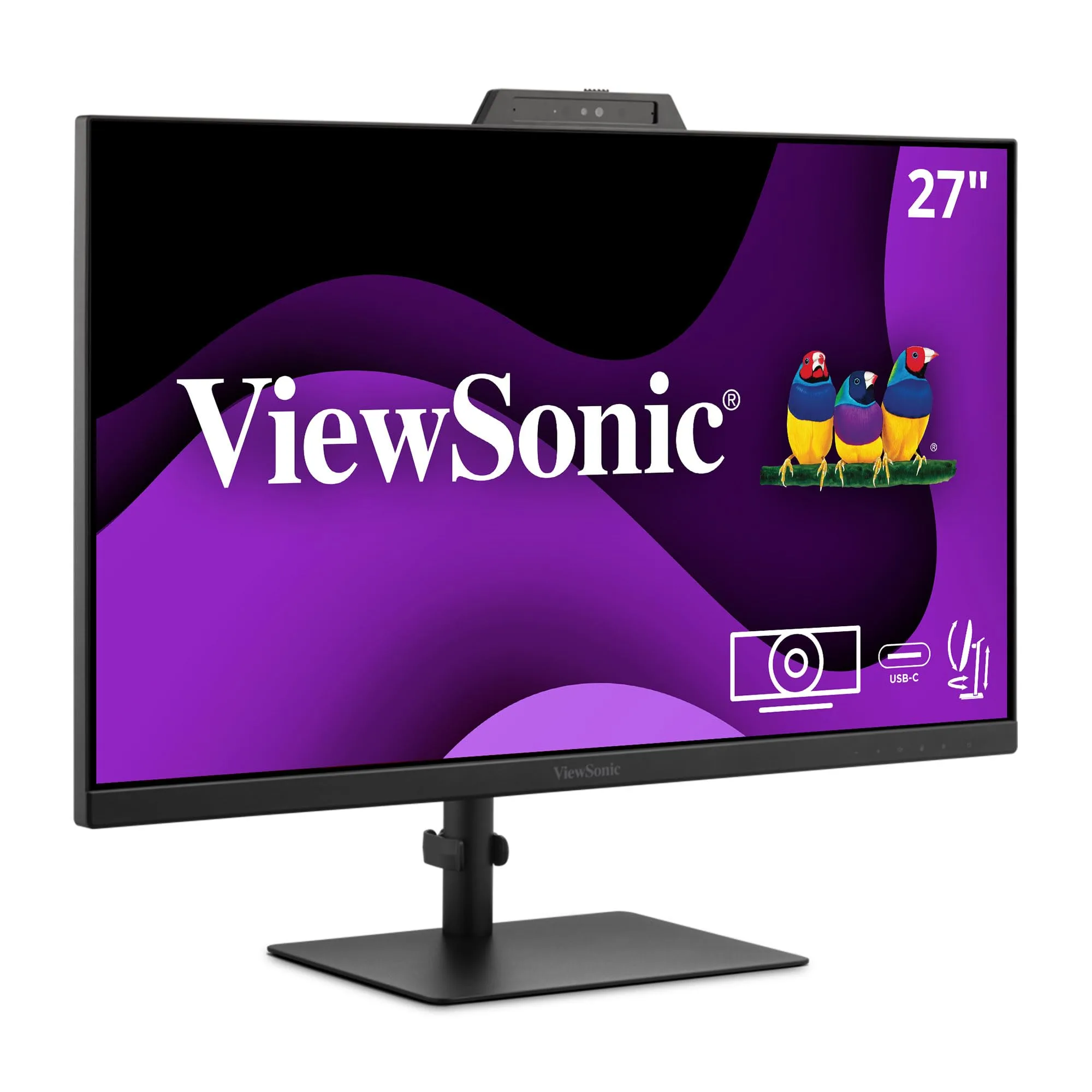 ViewSonic VG2741V 27 Inch 1080p IPS Video Conferencing Monitor with Integrated Windows Hello Certified IR 5MP Webcam, Built-in Microphone, Advanced Ergonomics, USB C, HDMI, and DisplayPort Inputs