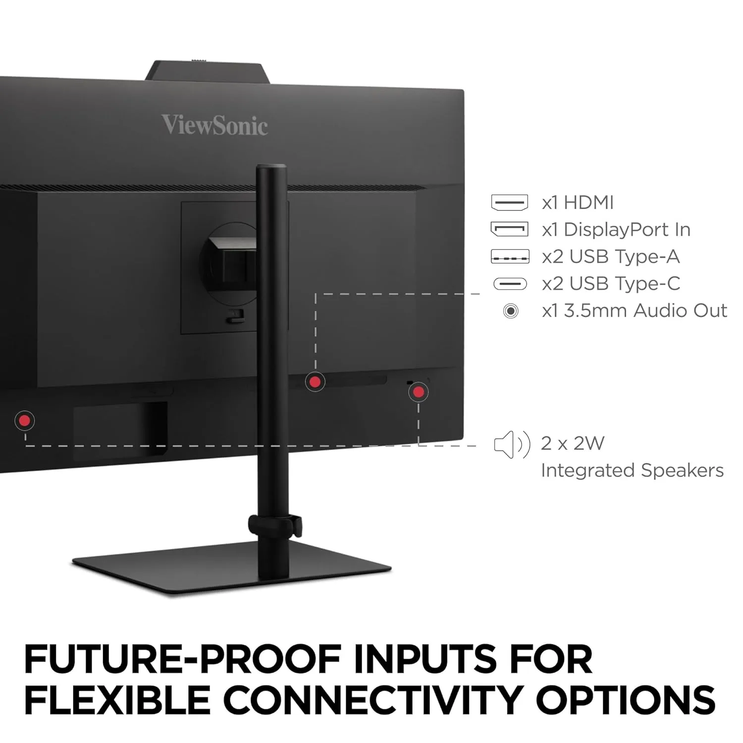 ViewSonic VG2741V 27 Inch 1080p IPS Video Conferencing Monitor with Integrated Windows Hello Certified IR 5MP Webcam, Built-in Microphone, Advanced Ergonomics, USB C, HDMI, and DisplayPort Inputs