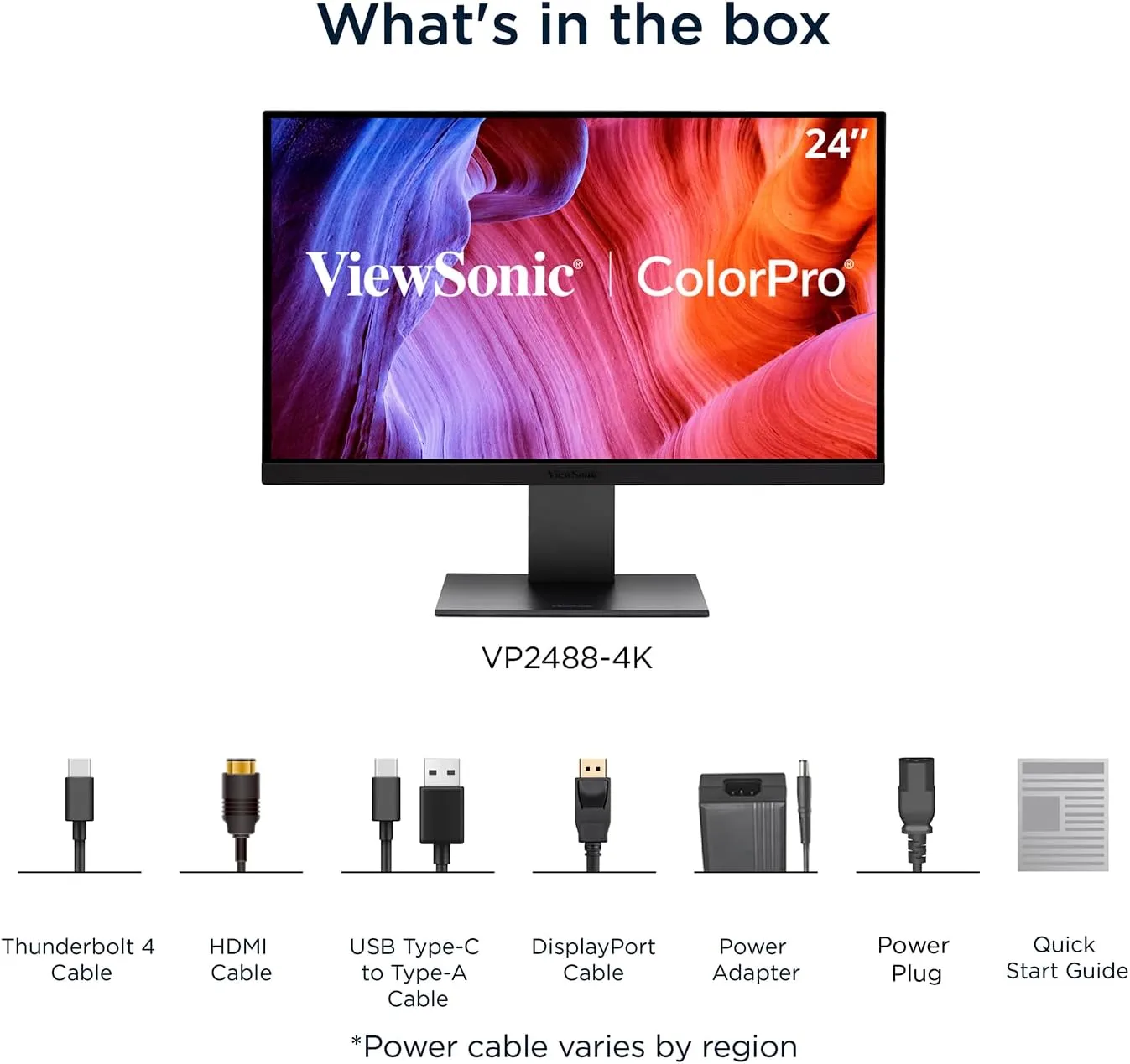 ViewSonic VP2488-4K 24 Inch 4K Mac-Ready Monitor with Thunderbolt 4, USB Hub, HDMI and DP