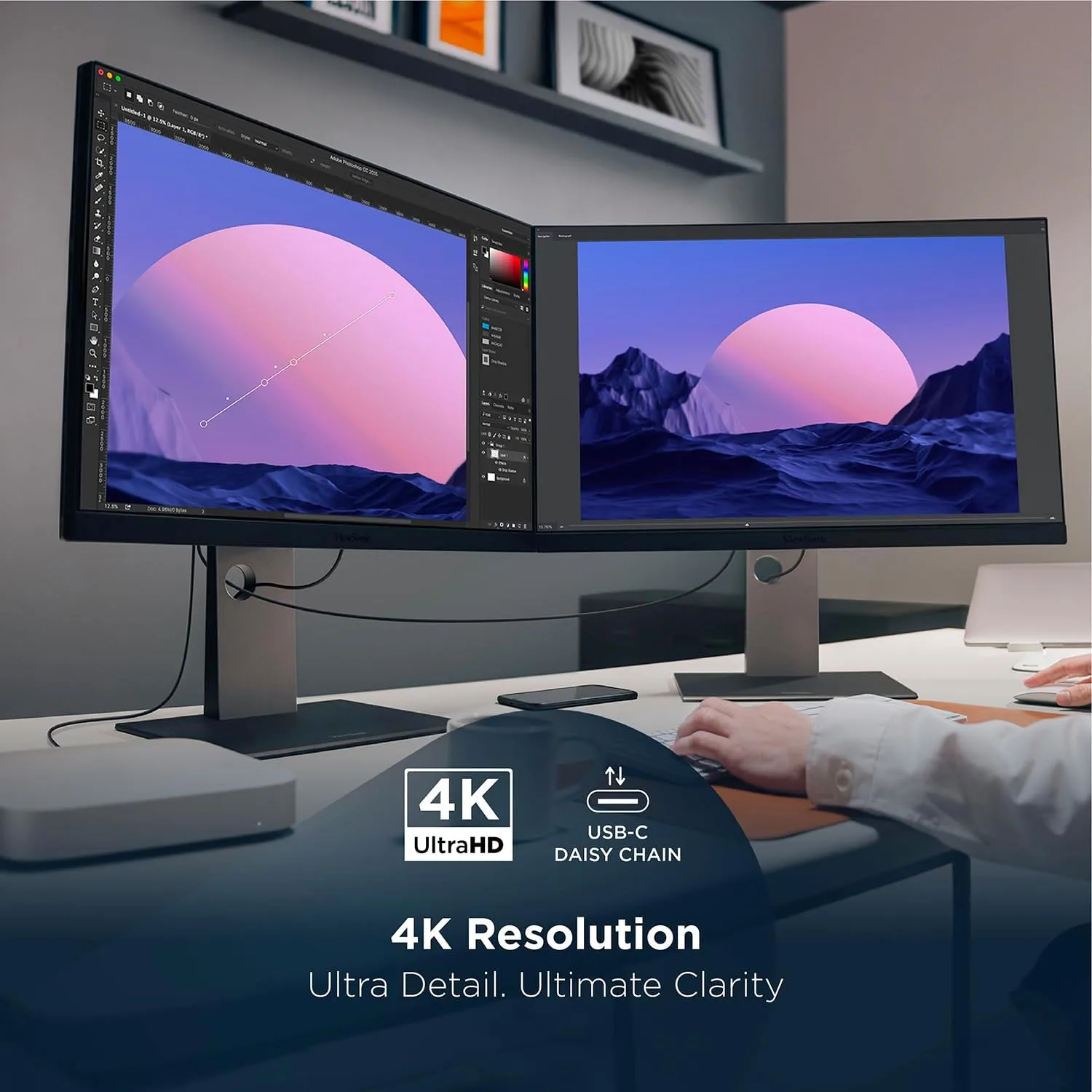 ViewSonic VP2488-4K 24 Inch 4K Mac-Ready Monitor with Thunderbolt 4, USB Hub, HDMI and DP