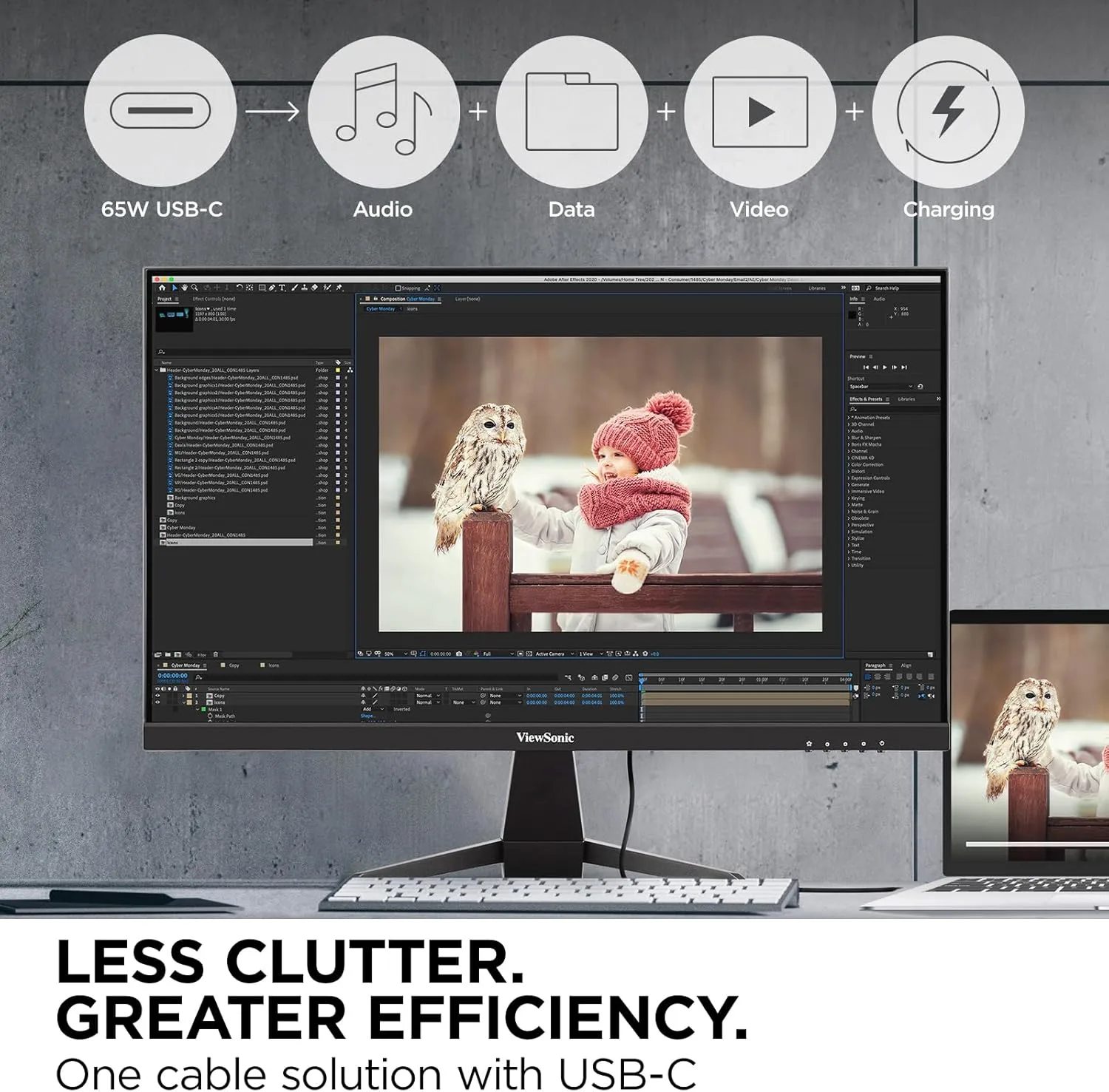 ViewSonic VX Series IPS Monitors with 65W USB-C and Ultra-Thin Bezels