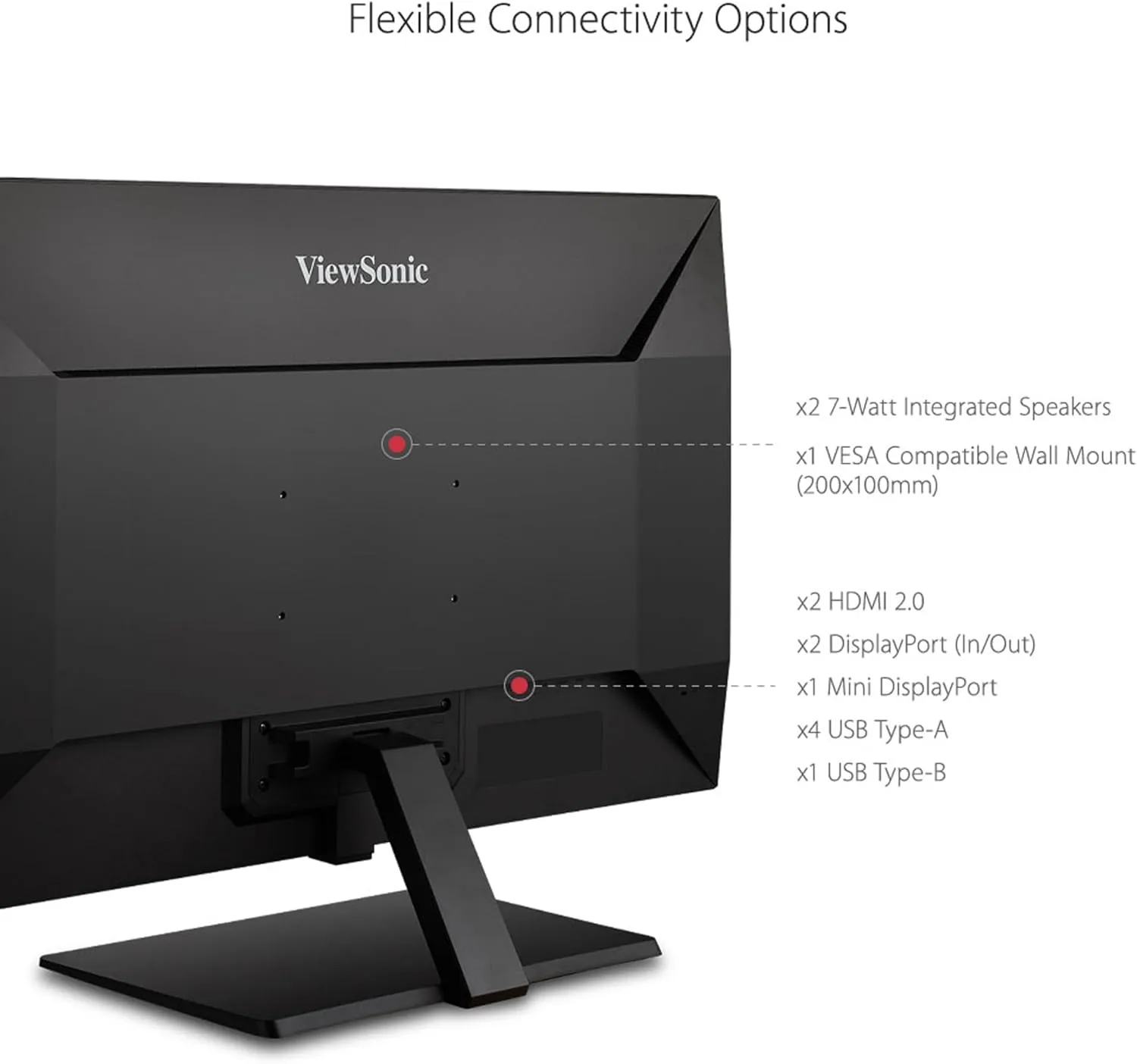 ViewSonic VX4381-4K 43 Inch 4K UHD MVA Monitor with HDR10, HDMI, USB, DisplayPort - Black