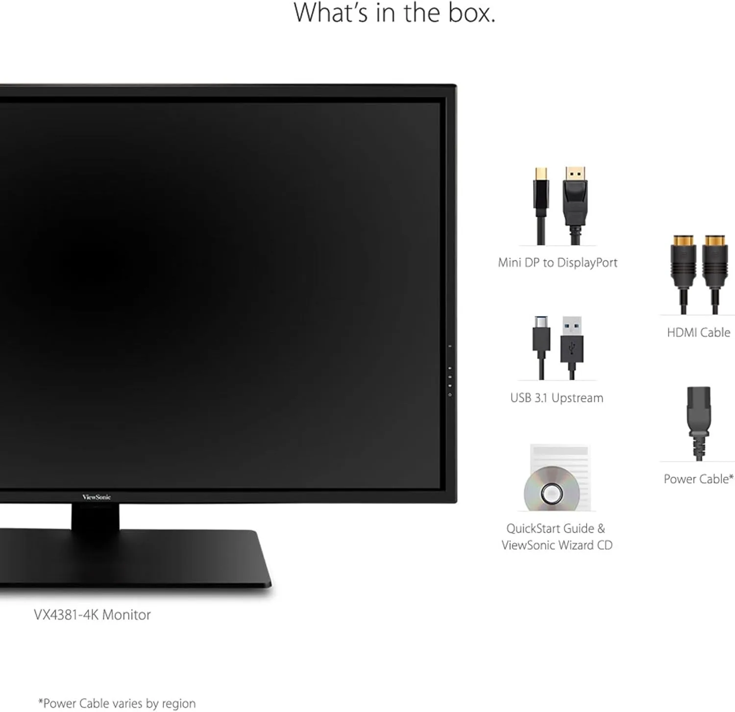 ViewSonic VX4381-4K 43 Inch 4K UHD MVA Monitor with HDR10, HDMI, USB, DisplayPort - Black