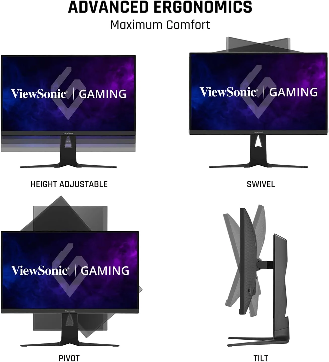 ViewSonic XG IPS Gaming Monitor - FreeSync Premium, NVIDIA G-SYNC Compatible, USB-C 65W