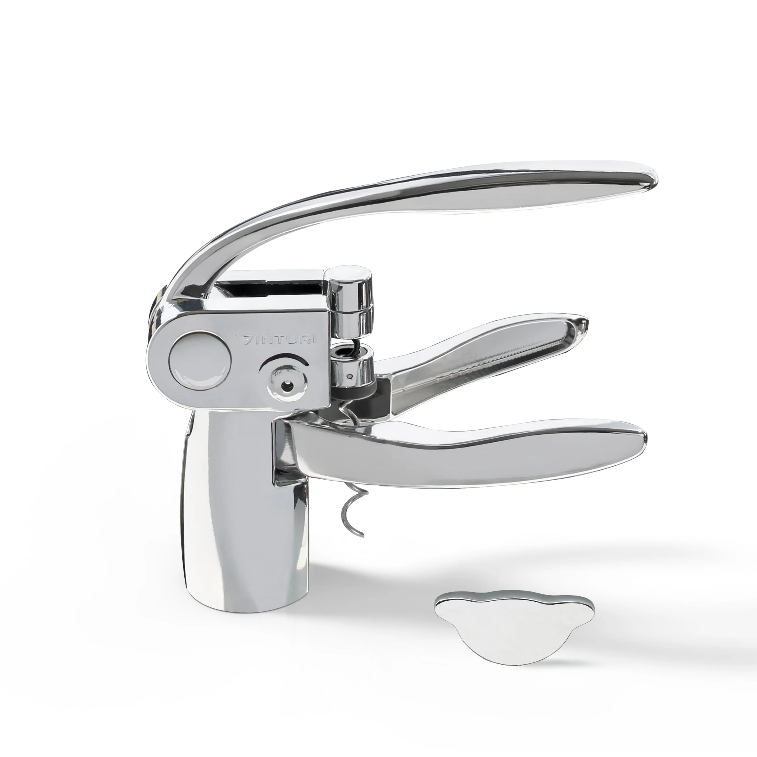 Vinturi Lever Wine Opener Set made of Premium Chrome Wine Corkscrew with Replacement Spiral and Foil Cutter with Sleek