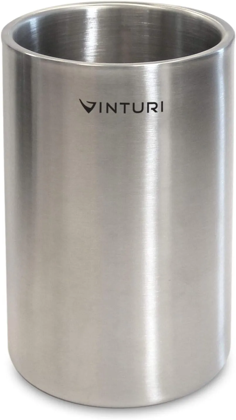 Vinturi V9073 Stainless Steel Double Walled Wine and Champagne Cooler No Ice Required, Silver, Medium