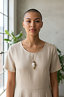 Shell Pendant with Black accents and Red Gemstones